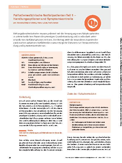 Vorschauseite 2: Palliativmedizinische Notfallpatienten Teil 1 – Handlungsoptionen und Symptomkontrolle