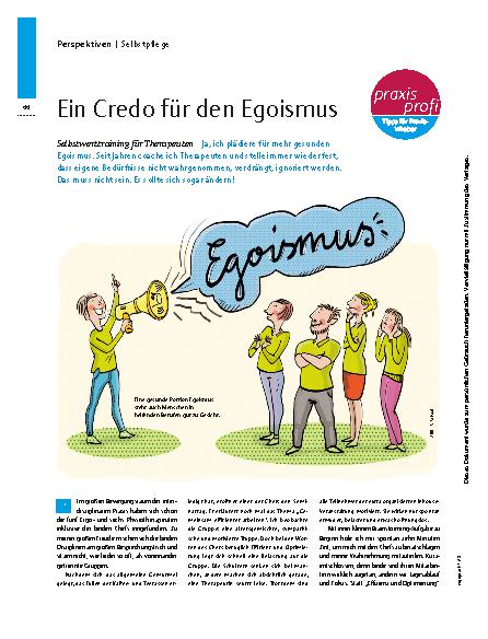Vorschauseite 1: Selbstwerttraining für Therapeuten – Ein Credo für den Egoismus