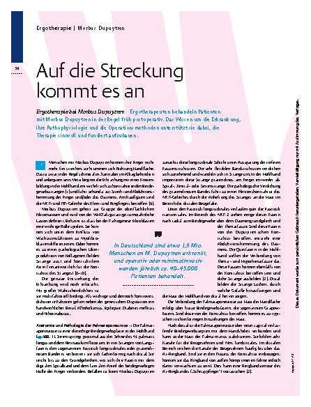Vorschauseite 1: Ergotherapie bei Morbus Dupuytren – Auf die Streckung kommt es an