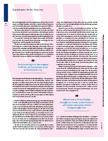 Vorschauseite 3: Ergotherapie bei Morbus Dupuytren – Auf die Streckung kommt es an