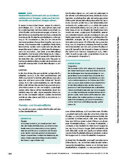 Vorschauseite 2: Placeboeffekte in der Akutschmerztherapie