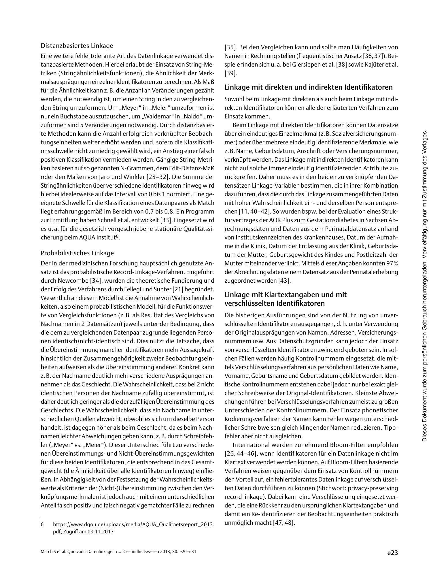 Vorschauseite 4: Quo vadis Datenlinkage in Deutschland? Eine erste Bestandsaufnahme