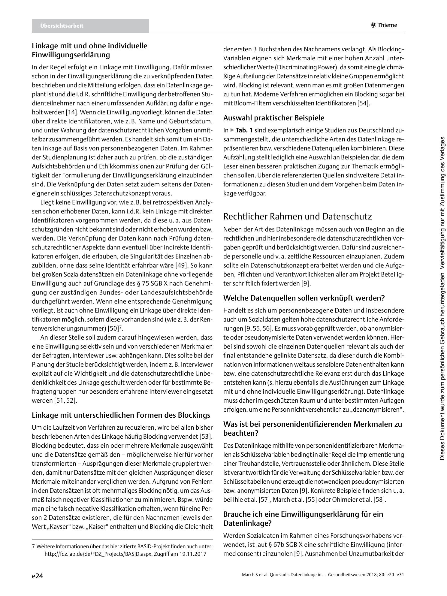 Vorschauseite 5: Quo vadis Datenlinkage in Deutschland? Eine erste Bestandsaufnahme