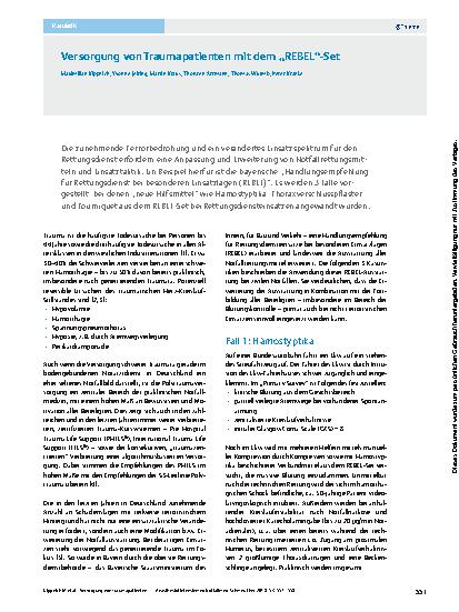 Vorschauseite 1: Versorgung von Traumapatienten mit dem „REBEL“-Set