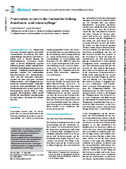 Vorschauseite 1: Praxisnahes Lernen in der Fachweiterbildung Anästhesie- und Intensivpflege