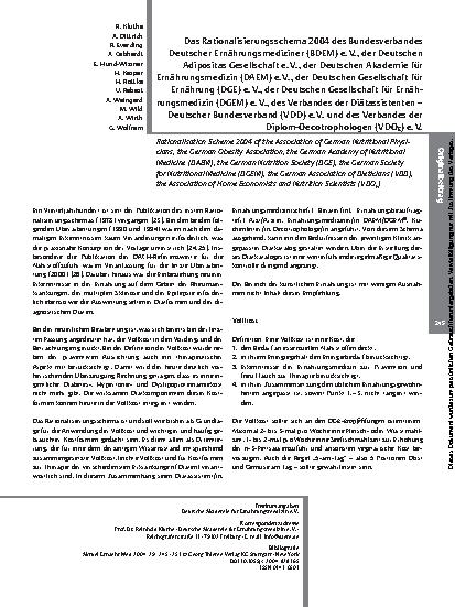Vorschauseite 1: Das Rationalisierungsschema 2004 des Bundesverbandes Deutscher Ernährungsmediziner (BDEM) e. V., der Deutschen Adipositas Gesellschaft e. V., der Deutschen Akademie für Ernährungs…