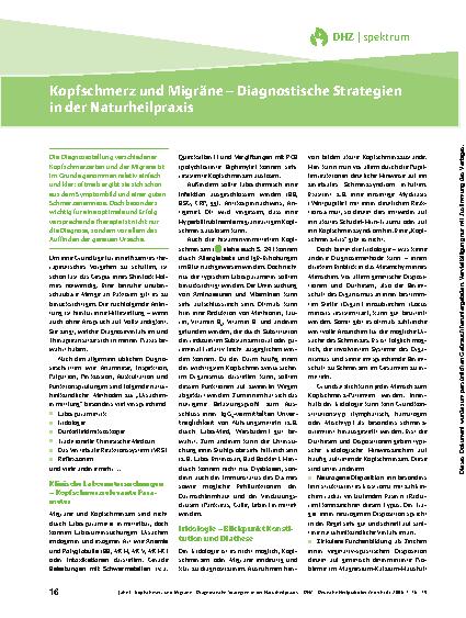 Vorschauseite 1: Kopfschmerz und Migräne - Diagnostische Strategien in der Naturheilpraxis