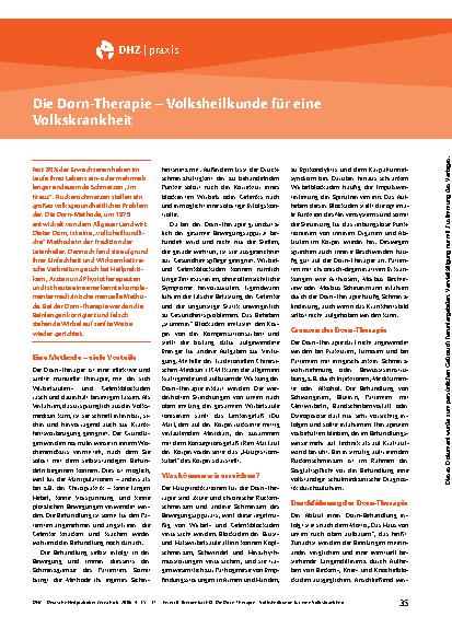 Vorschauseite 1: Die Dorn-Therapie - Volksheilkunde für eine Volkskrankheit