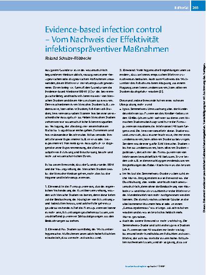Vorschauseite 1: Evidence-based infection control - Vom Nachweis der Effektivität infektionspräventiver Maßnahmen