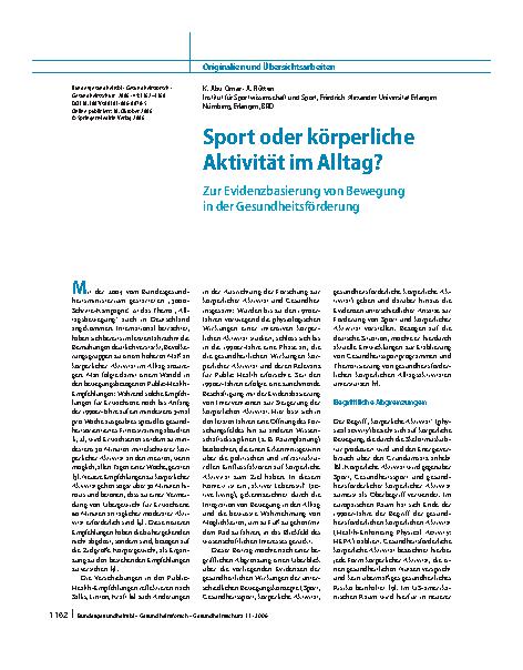 Vorschauseite 1: Sport oder körperliche Aktivität im Alltag?