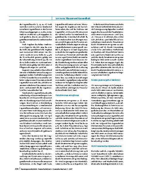 Vorschauseite 3: Wasser als Infektionsquelle in medizinischen Einrichtungen, Prävention und Kontrolle