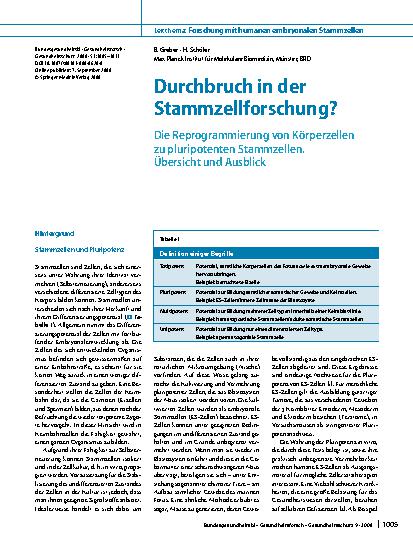 Vorschauseite 1: Durchbruch in der Stammzellforschung?