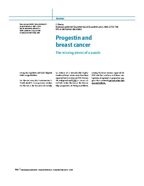 Vorschauseite 1: Progestin and breast cancer