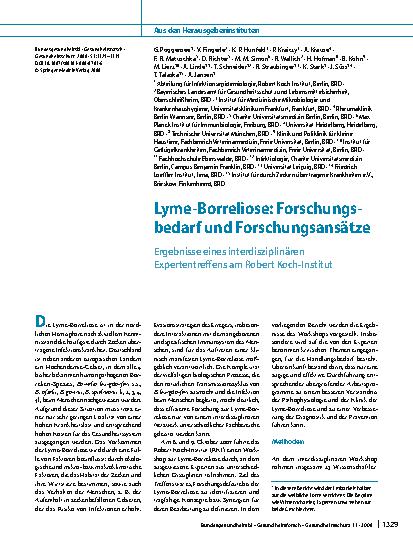 Vorschauseite 1: Lyme-Borreliose: Forschungsbedarf und Forschungsansätze