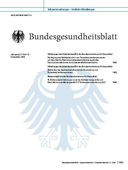 Vorschauseite 1: Bundesgesundheitsblatt