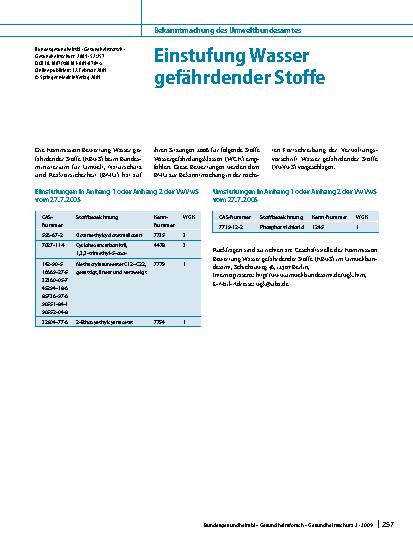 Vorschauseite 1: Einstufung Wasser gefährdender Stoffe