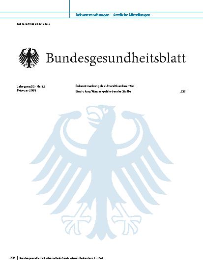 Vorschauseite 1: Bundesgesundheitsblatt