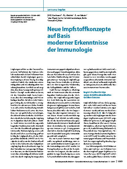 Vorschauseite 1: Neue Impfstoffkonzepte auf Basis moderner Erkenntnisse der Immunologie