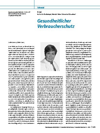 Vorschauseite 1: Gesundheitlicher Verbraucherschutz