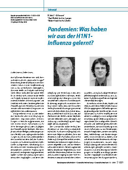 Vorschauseite 1: Pandemien: Was haben wir aus der H1N1-Influenza gelernt?