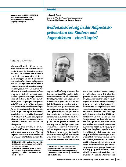 Vorschauseite 1: Evidenzbasierung in der Adipositasprävention bei Kindern und Jugendlichen – eine Utopie?