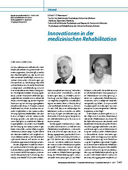 Vorschauseite 1: Innovationen in der medizinischen Rehabilitation
