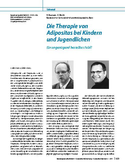 Vorschauseite 1: Die Therapie von Adipositas bei Kindern und Jugendlichen