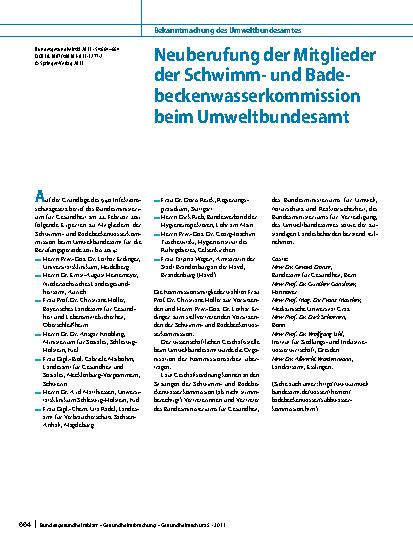 Vorschauseite 1: Neuberufung der Mitglieder der Schwimmund Badebeckenwasserkommission beim Umweltbundesamt