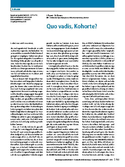 Vorschauseite 1: Quo vadis, Kohorte?