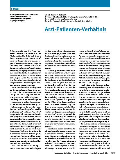Vorschauseite 1: Arzt-Patienten-Verhältnis