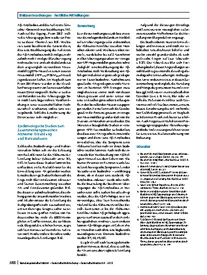 Vorschauseite 4: Sicherheit von Blut und Blutprodukten angesichts aktueller Berichte über die Übertragbarkeit der Alzheimer-Krankheit im Tierexperiment. Erläuterung zur Stellungnahme