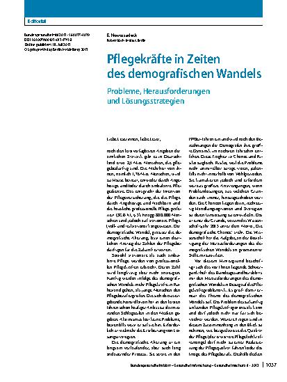 Vorschauseite 1: Pflegekräfte in Zeiten des demografischen Wandels