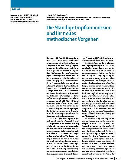 Vorschauseite 1: Die Ständige Impfkommission und ihr neues methodisches Vorgehen