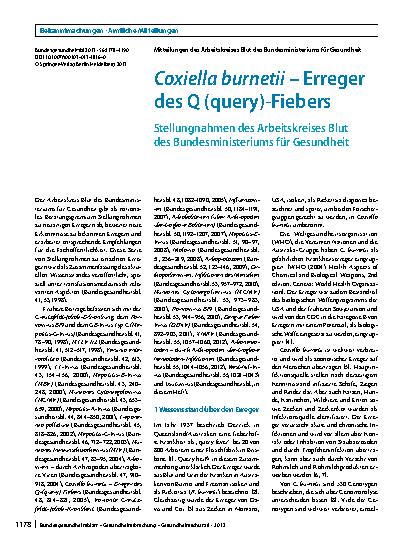Vorschauseite 1: Coxiella burnetii - Erreger des Q (query)-Fiebers