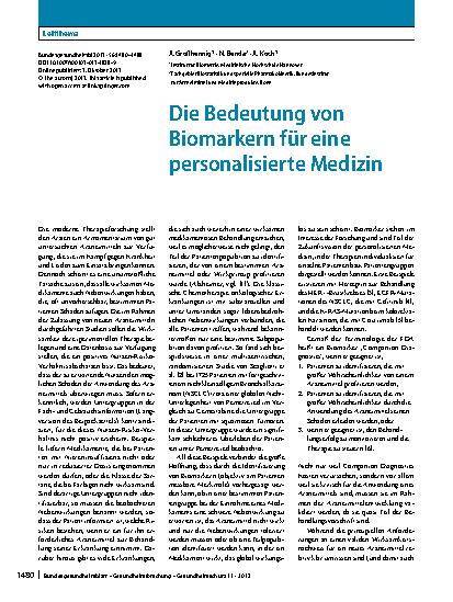 Vorschauseite 1: Die Bedeutung von Biomarkern für eine personalisierte Medizin