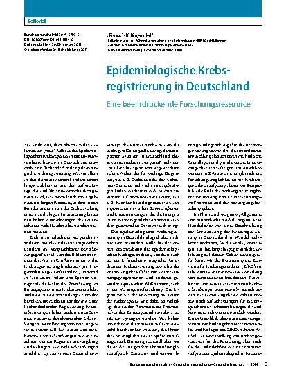 Vorschauseite 1: Epidemiologische Krebsregistrierung in Deutschland