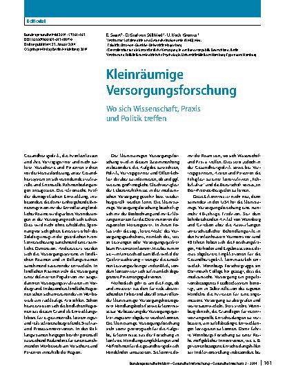 Vorschauseite 1: Kleinräumige Versorgungsforschung