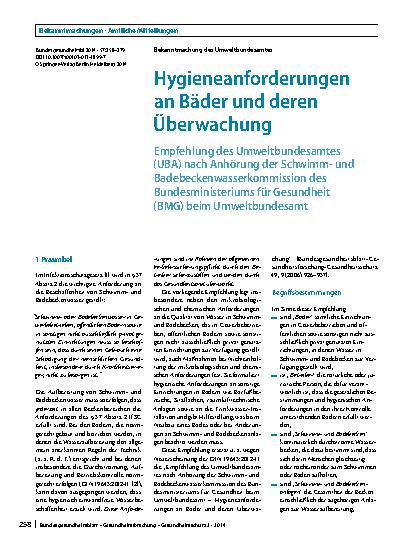 Vorschauseite 1: Hygieneanforderungen an Bäder und deren Überwachung