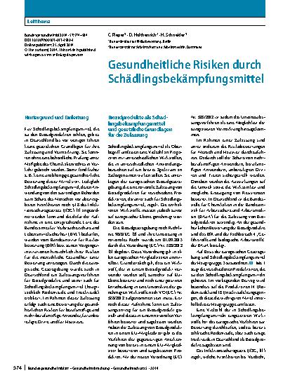 Vorschauseite 1: Gesundheitliche Risiken durch Schädlingsbekämpfungsmittel