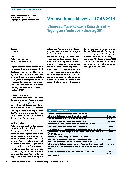 Vorschauseite 1: Veranstaltungshinweis – 17. 03. 2014