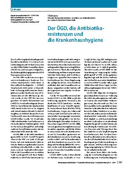 Vorschauseite 1: Der ÖGD, die Antibiotikaresistenzen und die Krankenhaushygiene