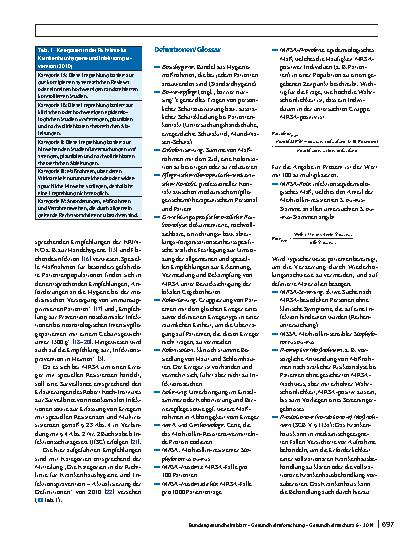 Vorschauseite 3: Empfehlungen zur Prävention und Kontrolle von Methicillin-resistenten Staphylococcus aureus-Stämmen (MRSA) in medizinischen und pflegerischen Einrichtungen