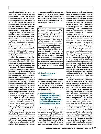Vorschauseite 5: Empfehlungen zur Prävention und Kontrolle von Methicillin-resistenten Staphylococcus aureus-Stämmen (MRSA) in medizinischen und pflegerischen Einrichtungen