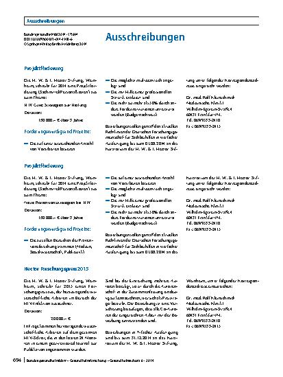 Vorschauseite 1: Ausschreibungen