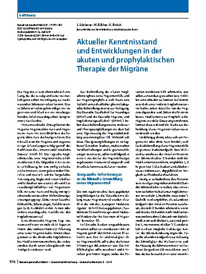 Vorschauseite 1: Aktueller Kenntnisstand und Entwicklungen in der akuten und prophylaktischen Therapie der Migräne