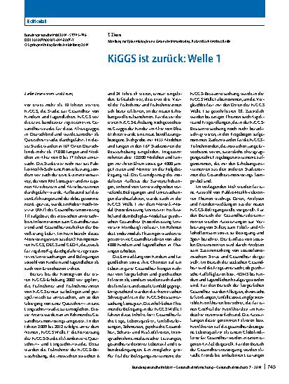 Vorschauseite 1: KiGGS ist zurück: Welle 1