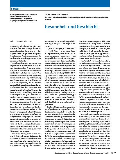 Vorschauseite 1: Gesundheit und Geschlecht