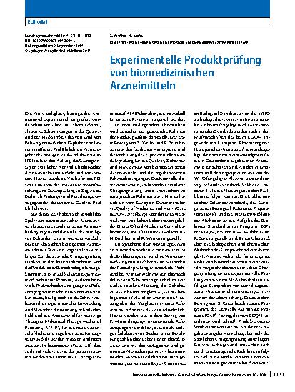 Vorschauseite 1: Experimentelle Produktprüfung von biomedizinischen Arzneimitteln