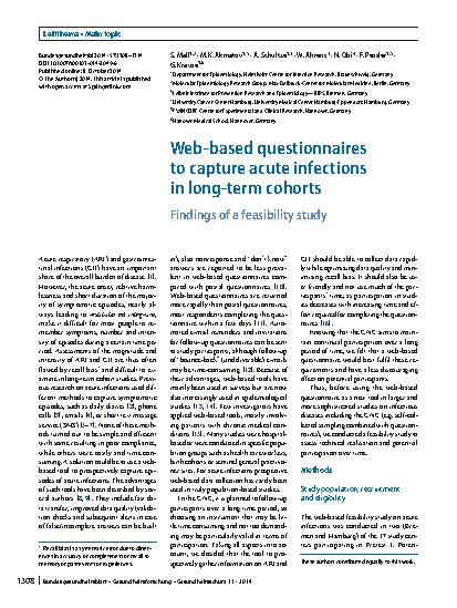Vorschauseite 1: Web-based questionnaires to capture acute infections in long-term cohorts