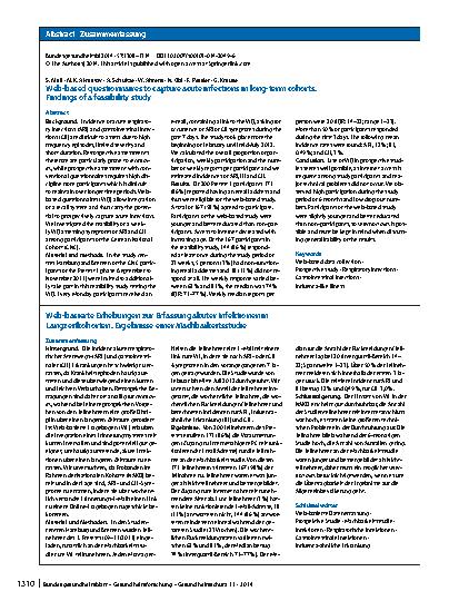 Vorschauseite 3: Web-based questionnaires to capture acute infections in long-term cohorts